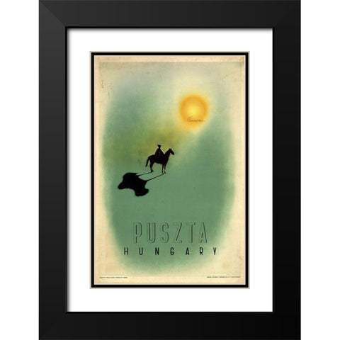 Hungary Black Modern Wood Framed Art Print with Double Matting by Vintage Apple Collection