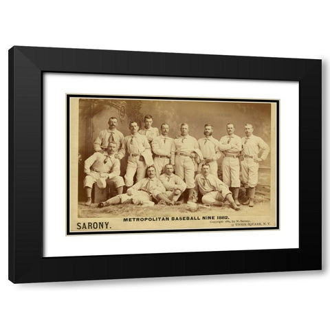 Metro Baseball Black Modern Wood Framed Art Print with Double Matting by Vintage Apple Collection