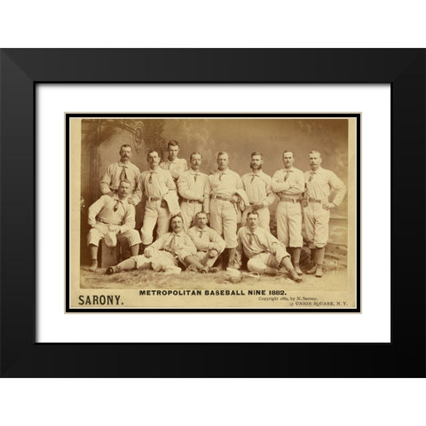 Metro Baseball Black Modern Wood Framed Art Print with Double Matting by Vintage Apple Collection