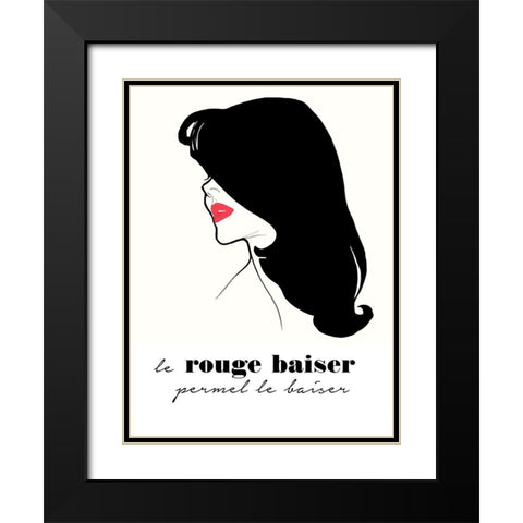 Rouge Baiser Black Modern Wood Framed Art Print with Double Matting by Vintage Apple Collection
