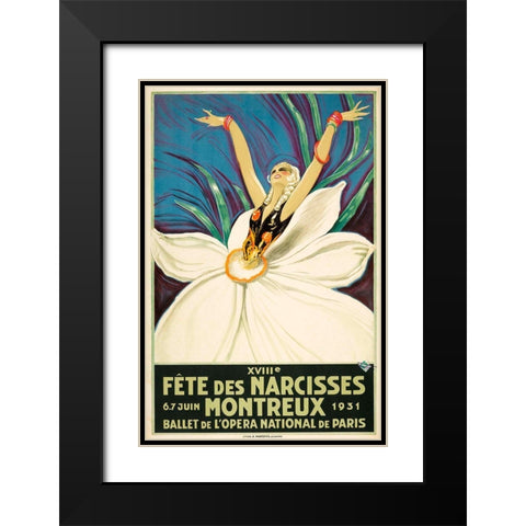Paris Ballet Black Modern Wood Framed Art Print with Double Matting by Vintage Apple Collection