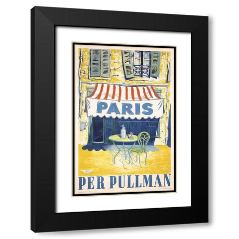 Paris Cafe Black Modern Wood Framed Art Print with Double Matting by Vintage Apple Collection