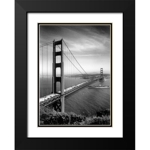 San Francisco Bridge Black Modern Wood Framed Art Print with Double Matting by Vintage Apple Collection