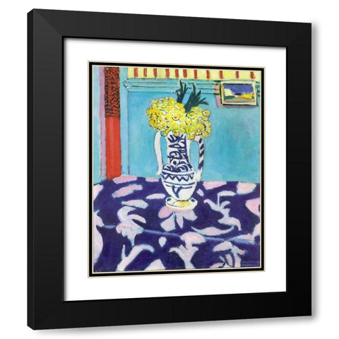 Matisse Table Black Modern Wood Framed Art Print with Double Matting by Vintage Apple Collection