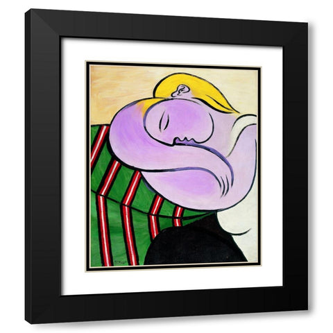 Picasso Woman with Yellow Hair Black Modern Wood Framed Art Print with Double Matting by Vintage Apple Collection