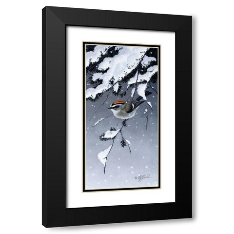 Winter Sprite - Golden Crown Kinglet Black Modern Wood Framed Art Print with Double Matting by Goebel, Wilhelm