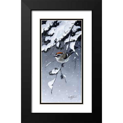 Winter Sprite - Golden Crown Kinglet Black Modern Wood Framed Art Print with Double Matting by Goebel, Wilhelm