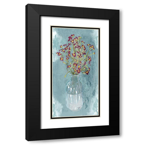 Purple Flowers Black Modern Wood Framed Art Print with Double Matting by Adebowale