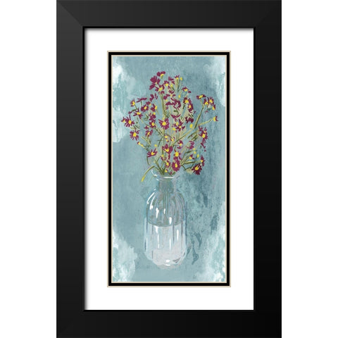 Purple Flowers Black Modern Wood Framed Art Print with Double Matting by Adebowale