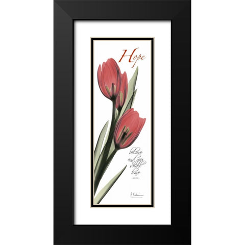 Tulips in Red - Hope Black Modern Wood Framed Art Print with Double Matting by Koetsier, Albert