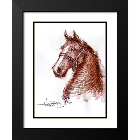 Horse 2 Black Modern Wood Framed Art Print with Double Matting by Rudraksi, Ashwini