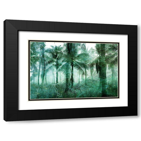 Palm Greens Black Modern Wood Framed Art Print with Double Matting by Bailey, Ann