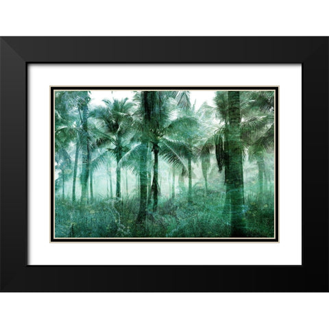 Palm Greens Black Modern Wood Framed Art Print with Double Matting by Bailey, Ann