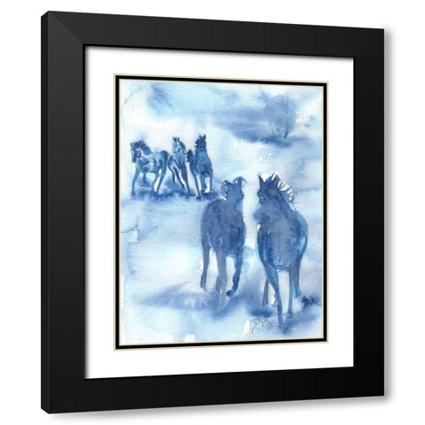 Hooves Of Thunder Black Modern Wood Framed Art Print with Double Matting by Dyer, Beverly