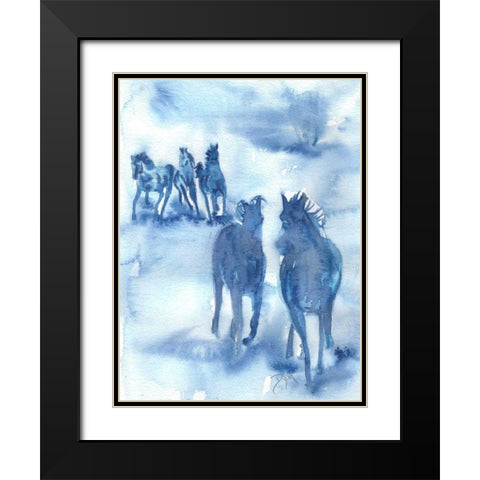 Hooves Of Thunder Black Modern Wood Framed Art Print with Double Matting by Dyer, Beverly