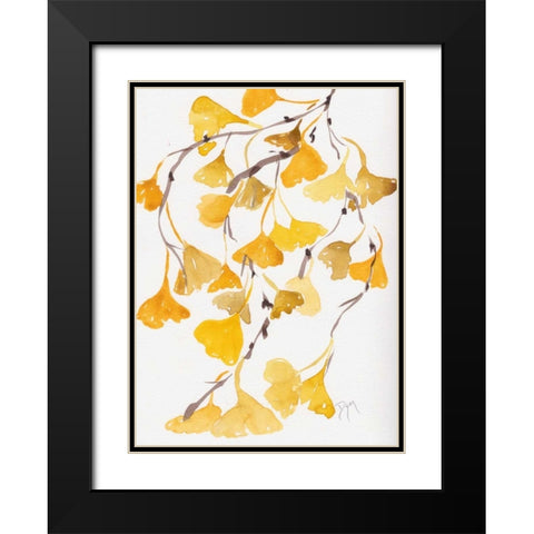 Golden Gingko A Black Modern Wood Framed Art Print with Double Matting by Dyer, Beverly