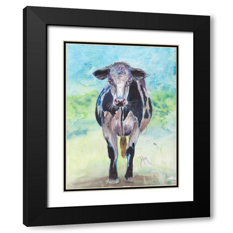 Mapleview Cow Black Modern Wood Framed Art Print with Double Matting by Dyer, Beverly