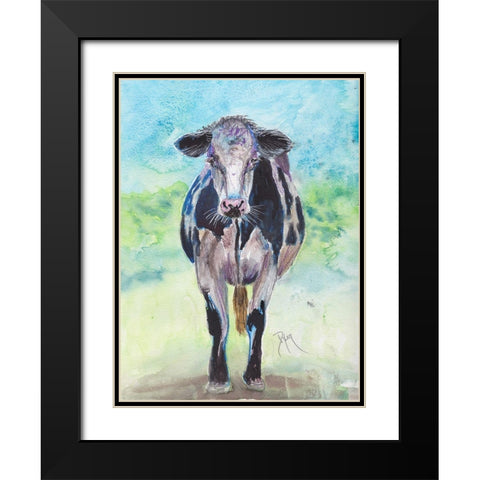 Mapleview Cow Black Modern Wood Framed Art Print with Double Matting by Dyer, Beverly