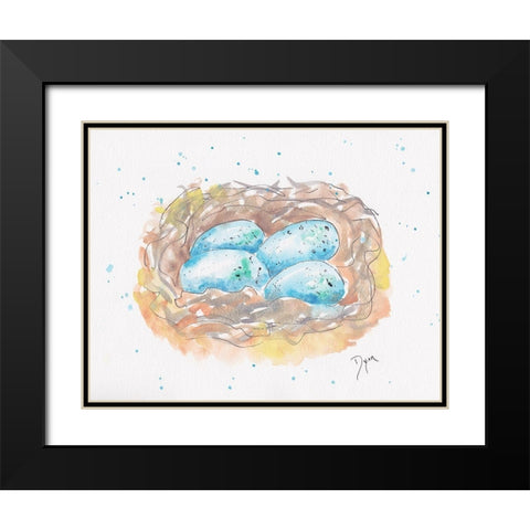 Aqua Eggs Black Modern Wood Framed Art Print with Double Matting by Dyer, Beverly