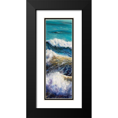 Ocean Rolls 1 Black Modern Wood Framed Art Print with Double Matting by Boho Hue Studio