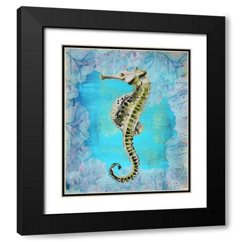 Seahorse Portrait Black Modern Wood Framed Art Print with Double Matting by Boho Hue Studio