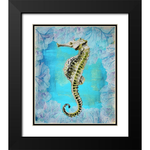 Seahorse Portrait Black Modern Wood Framed Art Print with Double Matting by Boho Hue Studio
