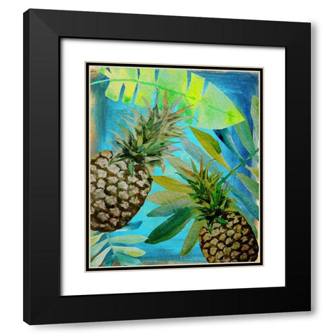Pineapple Party 1 Black Modern Wood Framed Art Print with Double Matting by Boho Hue Studio