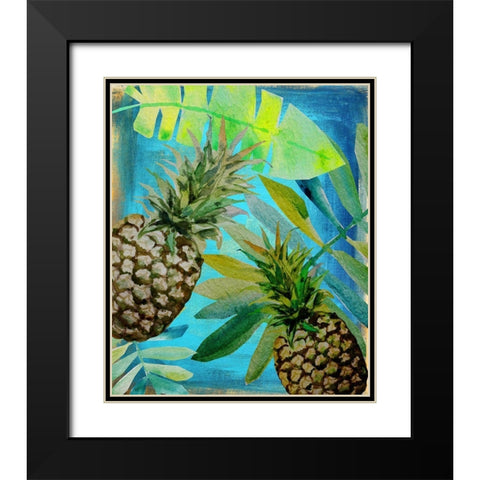 Pineapple Party 1 Black Modern Wood Framed Art Print with Double Matting by Boho Hue Studio