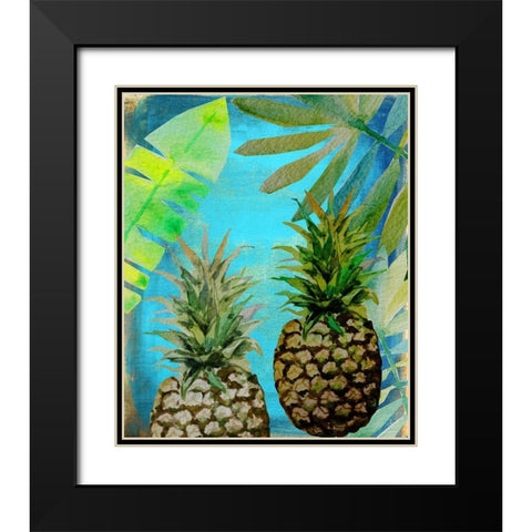 Pineapple Party 2 Black Modern Wood Framed Art Print with Double Matting by Boho Hue Studio
