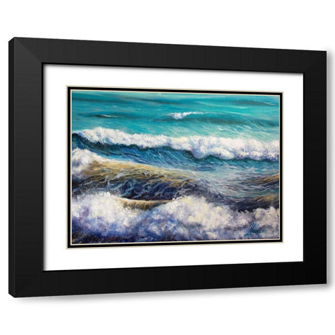 Ocean Roll Black Modern Wood Framed Art Print with Double Matting by Boho Hue Studio