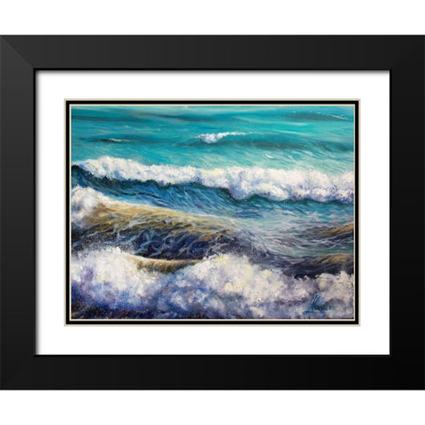 Ocean Roll Black Modern Wood Framed Art Print with Double Matting by Boho Hue Studio