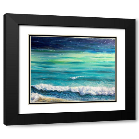 Rolling Waves Black Modern Wood Framed Art Print with Double Matting by Boho Hue Studio