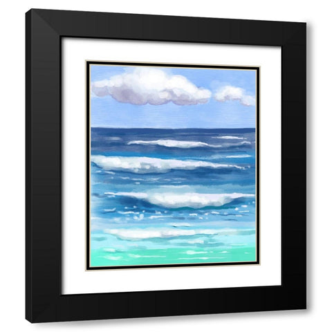 Coastal Waves Black Modern Wood Framed Art Print with Double Matting by Boho Hue Studio