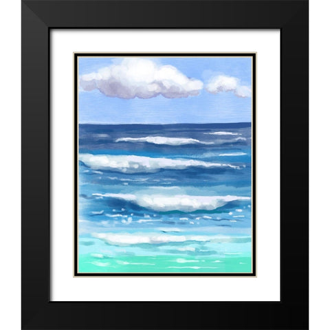 Coastal Waves Black Modern Wood Framed Art Print with Double Matting by Boho Hue Studio