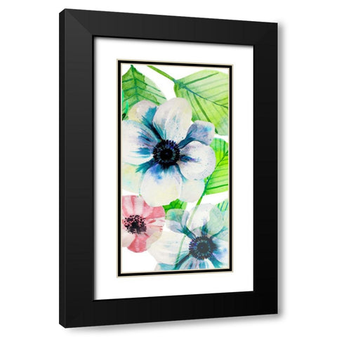 Flower Panel 1 Black Modern Wood Framed Art Print with Double Matting by Boho Hue Studio