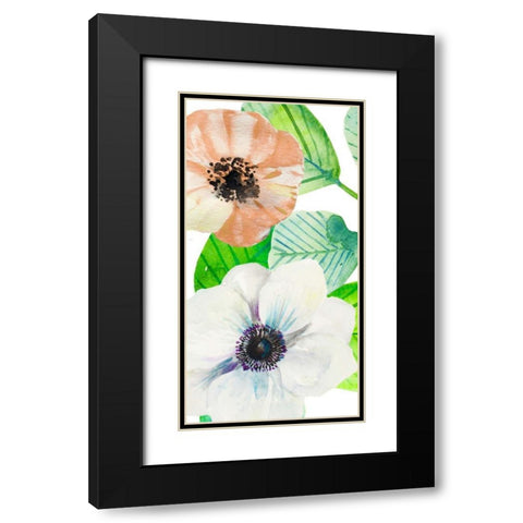 Flower Panel 2 Black Modern Wood Framed Art Print with Double Matting by Boho Hue Studio