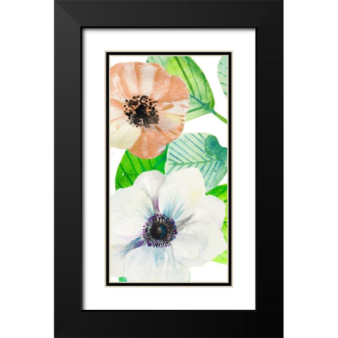 Flower Panel 2 Black Modern Wood Framed Art Print with Double Matting by Boho Hue Studio