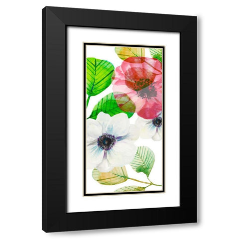 Flower Panel 3 Black Modern Wood Framed Art Print with Double Matting by Boho Hue Studio