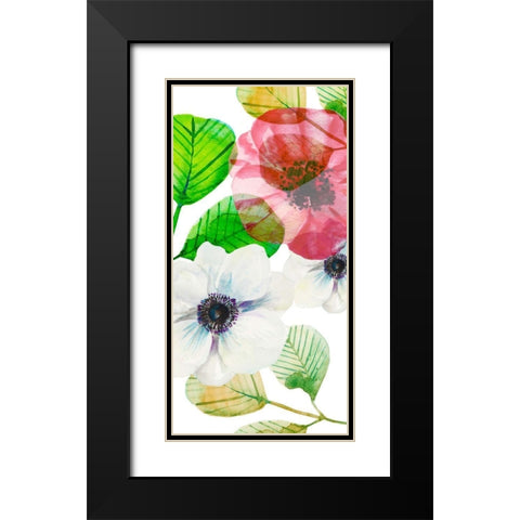 Flower Panel 3 Black Modern Wood Framed Art Print with Double Matting by Boho Hue Studio