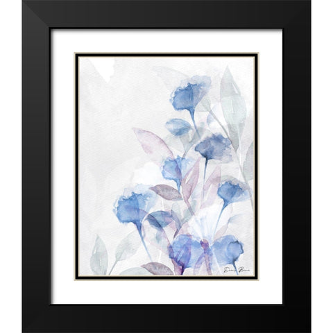 Modern Poppies 2 Blue Black Modern Wood Framed Art Print with Double Matting by Brown, Denise