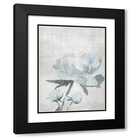 Watercolor Blooms 1 2.0 Blue Black Modern Wood Framed Art Print with Double Matting by Brown, Denise