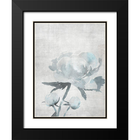 Watercolor Blooms 1 2.0 Blue Black Modern Wood Framed Art Print with Double Matting by Brown, Denise