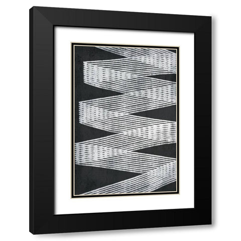Monochrome Lines 1 Black Modern Wood Framed Art Print with Double Matting by Brown, Denise