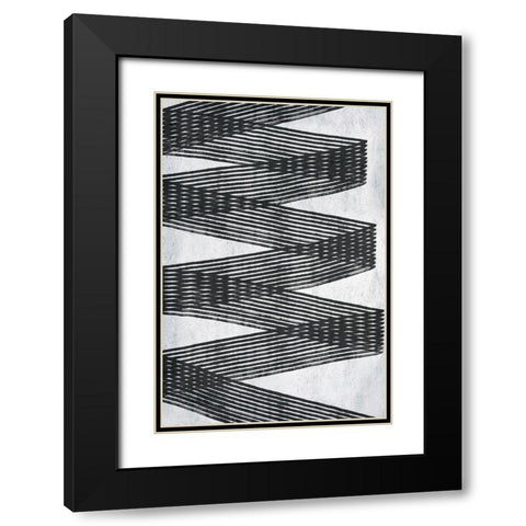 Monochrome Lines 2 Black Modern Wood Framed Art Print with Double Matting by Brown, Denise