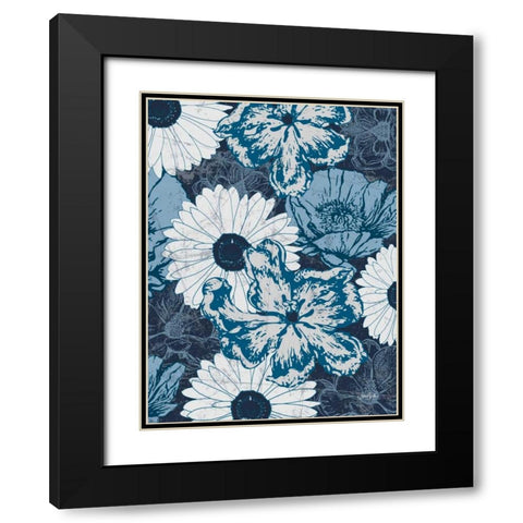 Floral Toile 4 Black Modern Wood Framed Art Print with Double Matting by Stimson, Diane