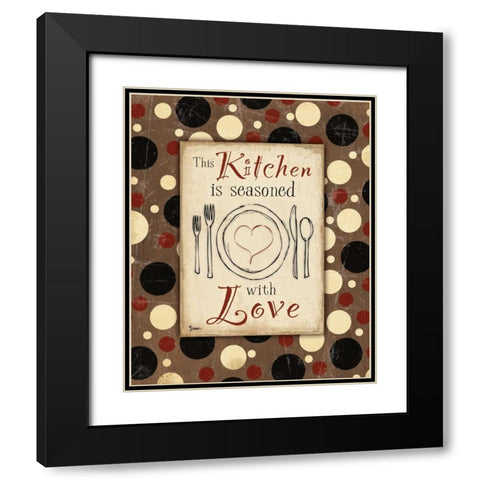 Kitchen Love Brown Black Modern Wood Framed Art Print with Double Matting by Stimson, Diane