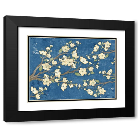 Cherry Blossoms Blue Black Modern Wood Framed Art Print with Double Matting by Stimson, Diane