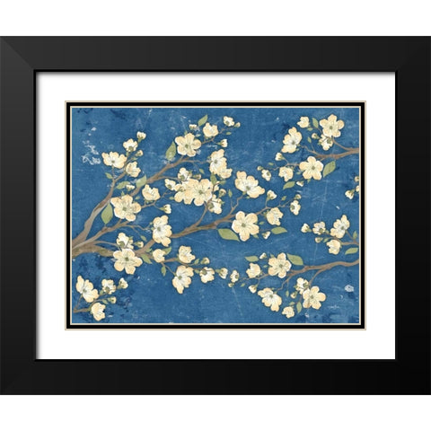 Cherry Blossoms Blue Black Modern Wood Framed Art Print with Double Matting by Stimson, Diane