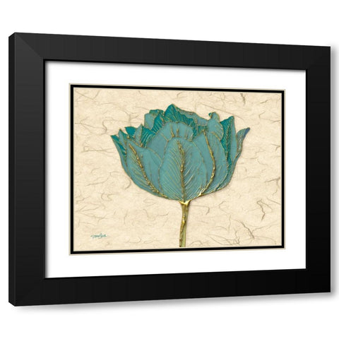 Tulip 1 Black Modern Wood Framed Art Print with Double Matting by Stimson, Diane
