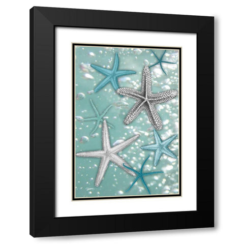 Starfish Bubbles Black Modern Wood Framed Art Print with Double Matting by Stimson, Diane
